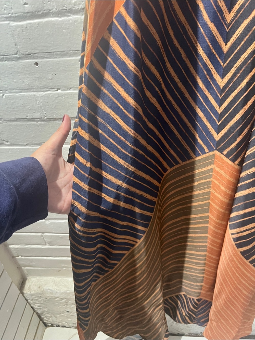 Anthropologie Striped Chevron Maxi Dress in Rust and Navy - Picture 4 of 9